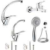 Kca Armatür Kca Banyo Lavabo Mutfak Bataryası Çeşmesi Musluğu Duş Başlıgı 4'lü Ful Set - Krom