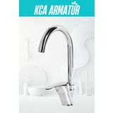 KCA ARMATÜR Kca Baston Borulu Mutfak Eviye Bataryası Çeşmesi Musluğu Çift Su Girişli