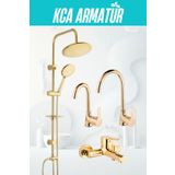 Kca Armatür Kca Gold Altın Robot Duş Seti, Banyo, Mutfak Eviye, Lavabo Bataryası Musluğu Çeşmesi