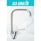 KCA ARMATÜR Kca Köşe Borulu Mutfak Evye Musluğu Bataryası Çeşmesi Çift Su Girişli