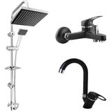 Kca Armatür Kca Robot Duş Seti Lavabo Bataryası Banyo Bataryası 3'lü Set - Krom