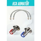 KCA ARMATÜR KLOZET FLEX BAĞLATI TAKIMI 2 ADET TAHARAT MUSLUĞU 2 ADET 70 CM FLEX HORTUMU
