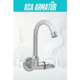 KCA ARMATÜR Mix Tekli Duvardan Baston Borulu Mutfak Eviye Musluğu Çeşmesi Bataryası