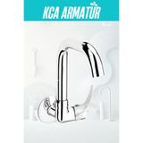 KCA ARMATÜR Mix Tekli Duvardan Köşe Borulu Lavabo Bataryası Musluğu Çeşmesi