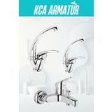 Kca Armatür Mutfak Lavabo Banyo 3lü Batarya Musluk Çeşme Seti