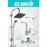 KCA ARMATÜR ROBOT DUŞ SETİ AĞIR KARE BANYO, LAVABO, MUTFAK BATARYASI MUSLUĞU 4'LÜ SET TAKIM GARANTİLİ