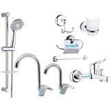 Kca Armatür Sürgülü Duş - Lavabo - Mutfak - Banyo Bataryası Musluğu Full Set - Krom