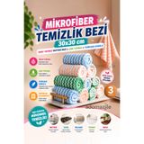 KCA HOME 3 Adet Mikrofiber Temizlik Bezi 30x30 cm, Yumuşak Dokulu, Leke Tutmaz, Koku Yapmaz Mutfak Bezi