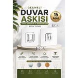 KCA HOME Geçmeli Duvar Askısı, Güçlü Yapışkanlı Geçmeli Askı, Tablo, Çerçeve ve Aksesuar İçin Şeffaf Tutucu - 15 Adet