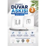 KCA HOME Geçmeli Duvar Askısı, Güçlü Yapışkanlı Geçmeli Askı, Tablo, Çerçeve ve Aksesuar İçin Şeffaf Tutucu - 3 Adet