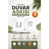 KCA HOME Geçmeli Duvar Askısı, Güçlü Yapışkanlı Geçmeli Askı, Tablo, Çerçeve ve Aksesuar İçin Şeffaf Tutucu - 5 Adet