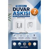 KCA HOME Geçmeli Duvar Askısı, Güçlü Yapışkanlı Geçmeli Askı, Tablo, Çerçeve ve Aksesuar İçin Şeffaf Tutucu - 7 Adet