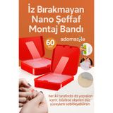 KCA HOME İz Bırakmayan Nano Şeffaf Montaj Bandı, Nano Çift Taraflı Bant Seti, Tekrar Kullanılabilir 60 Parça