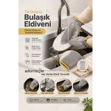 KCA HOME Tel Dokulu Bulaşık Eldiveni, Çizmez, Su Geçirmez Eldiven, Güçlü Ovma ve Temizlik Eldiveni