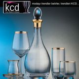 Kcd Bolero Altın Kesme El Dekor Yaldızlı Desenli Kapaklı Cam Şişe Karaf Sürahi