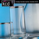 Kcd Bolero Platin Kesme El Dekor Yaldızlı 6 Adet Desenli Su ve Meşrubat Bardak Takımı