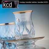 Kcd Kilim Altın 6 Kişilik 12 Parça Çay Bardak Seti