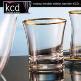 Kcd Soprano Altın Kesme El Dekor Yaldızlı 6 Adet Desenli Su Bardağı Takımı