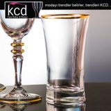 Kcd Soprano Altın Kesme El Dekor Yaldızlı 6 Adet Desenli Su ve Meşrubat Bardak Takımı