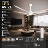 Kcf321 52''(132cm) Ledli Dekoratif Tavan Vantilatör 40w (motor)+ 24w (led) Beyaz Renk
