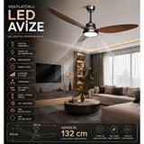 Kcf323 52''(132cm) Ledli Dekoratif Tavan Vantilatör 40w (motor)+ 24w (led) Kahverengi siyah motor, kahverengi kanat