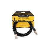 Kcl-024-3M Siyah Örgülü Xlr-Xlr Mikrofon Kablosu (Gri Uçlu)