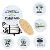 KCT Store Kadınlar ve Erkekler için Pickleball Hediyeleri - Takdir Hediyeleri - Emici Seramik Bardak Altlıkları 6 parça - Metal Tutucu ve Silindir Kraft Hediye Kutusu Dahil