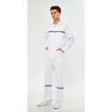 KD İş Giyim Iş Elbiseleri Yazlık Iş Tulumu 16/12 Gabardin Lacivert Boy Tulum Reflektörlü - Beyaz - 2XL