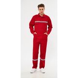 KD İş Giyim Iş Elbiseleri Yazlık Iş Tulumu 16/12 Gabardin Lacivert Boy Tulum Reflektörlü - Kırmızı