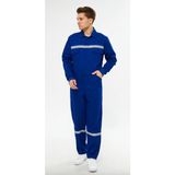 KD İş Giyim Iş Elbiseleri Yazlık Iş Tulumu 16/12 Gabardin Lacivert Boy Tulum Reflektörlü - Saks Mavi - XL