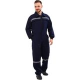 KD İş Giyim Iş Elbiseleri Yazlık Iş Tulumu 16/12 Gabardin Lacivert Boy Tulum Reflektörlü - XL