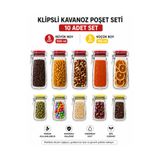 KEA 10 Adet Kilitli Kavanoz Görünümlü Saklama Poşeti – Kuru Gıda Düzenleyici