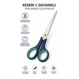 KEA 17 cm Paslanmaz Çelik Makas – Keskin ve Dayanıklı Ergonomik Saplı Kağıt, Karton ve Genel Kullanım Makası