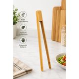 KEA 30 cm Bambu Mutfak Maşası Ahşap Servis Maşası Salata Ekmek Izgara Pasta Maşası Doğal Bambu