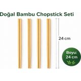 Kea 5 Çift Bambu Sushi Çubuğu – 24 cm Doğal Chopstick Seti – Dayanıklı & Yeniden Kullanılabilir - Ahşap