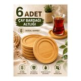 KEA 6 Adet Bambu Çay Bardağı Altlığı Çay Tabağı Yuvarlak Ahşap Bardak Altlığı