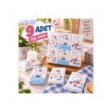 KEA 9 Paket Mini Cep Mendili – Sevimli Karakterli Desenli Kağıt Peçete – 72 Adet – Okul Çantası ve Günlük Kullanım