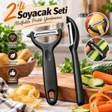 Kea Ev Eşyaları 2’li Soyacak Seti Sebze Meyve Soyacağı – Paslanmaz Çelik Bıçaklı Ergonomik Patates Havuç Soyucu Mutfak Aleti - 0 - Siyah