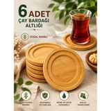 Kea Ev Eşyaları 6 Adet Bambu Çay Bardağı Altlığı Çay Tabağı Yuvarlak Ahşap Bardak Altlığı - Açık Kahverengi