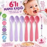 Kea Ev Eşyaları 6'lı Bebek Mama Kaşığı Seti – Plastik Bebek Kaşık Seti, Gıda ile Temasa Uygun, 13 cm - Çok Renkli
