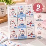 Kea Ev Eşyaları ⭐ 9'lu Mini Karakterli Cep Mendili – Sevimli Desenli Kağıt Peçete 8'li Paket – Çanta ve Okul Için - Beyaz