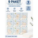 Kea Ev Eşyaları Cep Boy Peçete 9 Paket 72 Yaprak – Mini Kağıt Peçete Kawaii Desenli - 0002 - Beyaz - 10 x 10 cm