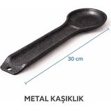 Kea Ev Eşyaları Kaşık Altlığı Döküm 30 cm Yapışmaz Yüzey Isıya Dayanıklı Kaşık Tutucu Mutfak Ürünü - Siyah - Gri