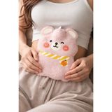 Kea Ev Eşyaları Peluş Ayı Sıcak Su Torbası 15X19 cm – Yumuşak Kılıf, Bel Karın Isıtıcı, Taşınabilir - Pembe