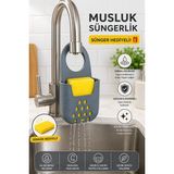 Kea Ev Eşyaları Silikon Musluk Süngerliği Sünger Tutucu Lavabo Askılı Süngerlik Mutfak Düzenleyici Sünger Hediyeli - Gri