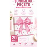 Kea Ev Eşyaları Sunumluk Peçete 17X17 cm Pembe Fiyonk Desenli Şık Peçete Parti Davet Sofra Dekoru
