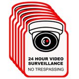 KEANBOLL 6 Adet 24 Saat Video Gözetim Çıkartmaları, 5.3 x 6.7 inç Çift Taraflı Kendinden Yapışkanlı Video Gözetim Çıkartmaları, Video Gözetim İşaretleri, İç ve Dış Mekan için Kamera İşaretleri (Çift Taraflı