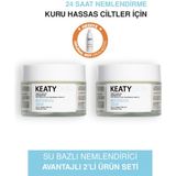 Keaty 2'li Su Bazlı Yoğun Nemlendirici Krem | 24 Saat Derin Nem | Kuru &amp; Hassas Ciltler Için | Hyaluronik Asit + Shea Butter + E Vitamini