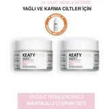 Keaty 2'li Yağsız Nemlendirici Krem | Akneye Eğilimli Karma &amp; Yağlı Ciltler Için | Parlama Akne Karşıtı