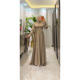 KEBİRE MODA Kuşaklı Büzgü Detaylı Tesettür Abiye Elbise